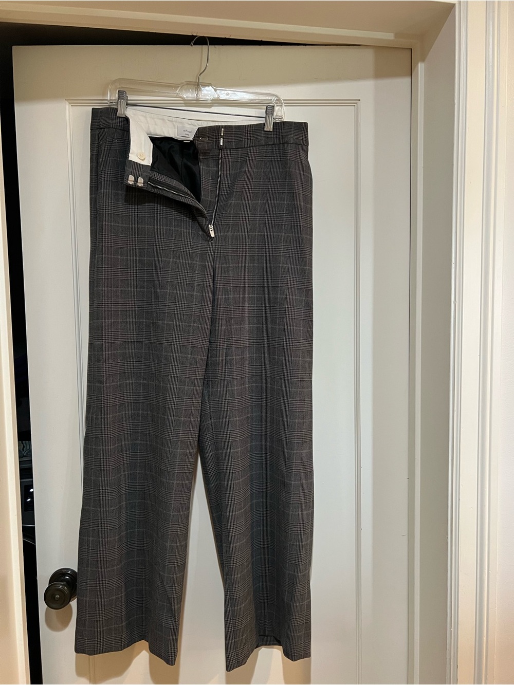 Wilfred Gray Plaid Straight-Leg Trousers